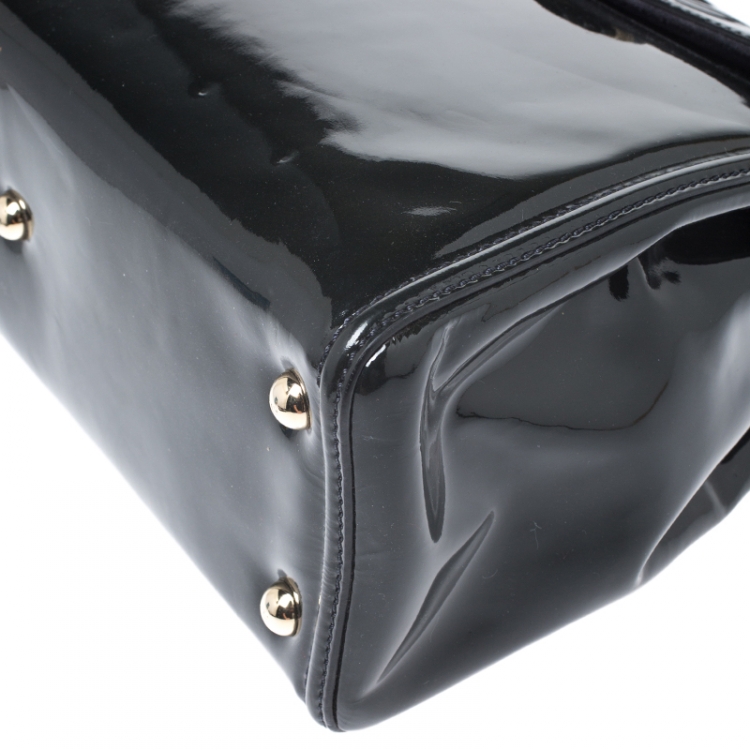 Pre Owned Valentino Black Patent Leather Top Handle Bag