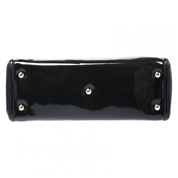 Pre Owned Valentino Black Patent Leather Top Handle Bag