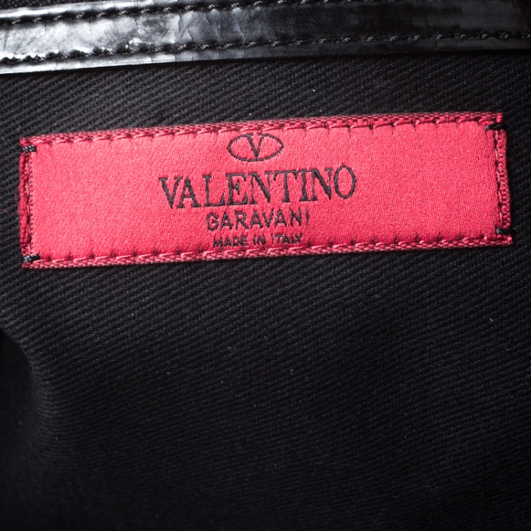 Pre Owned Valentino Red/Black Rose Printed Nylon and Leather Hobo