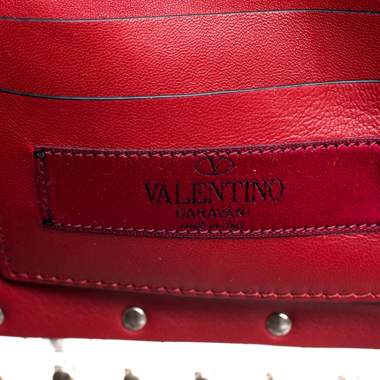 Pre Owned Valentino Clear/Red PVC Rockstud Spike Top Handle Bag