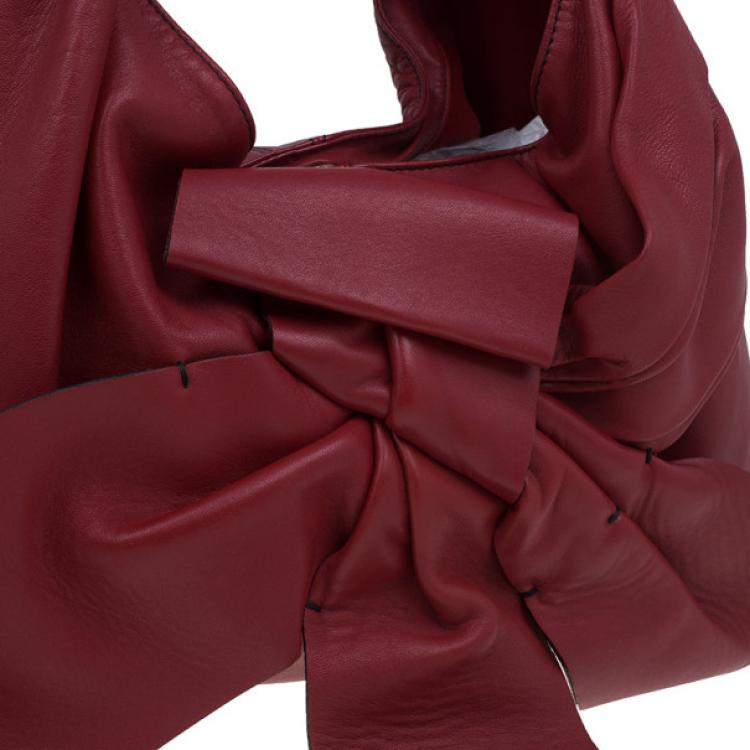 Pre Owned Valentino Red Leather Premier Bow Hobo