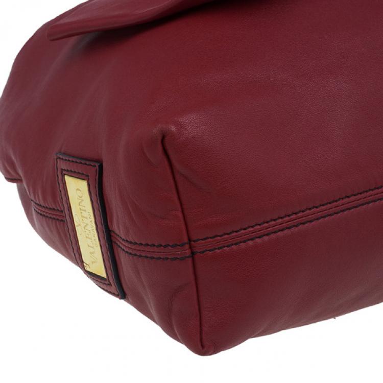 Pre Owned Valentino Red Leather Premier Bow Hobo