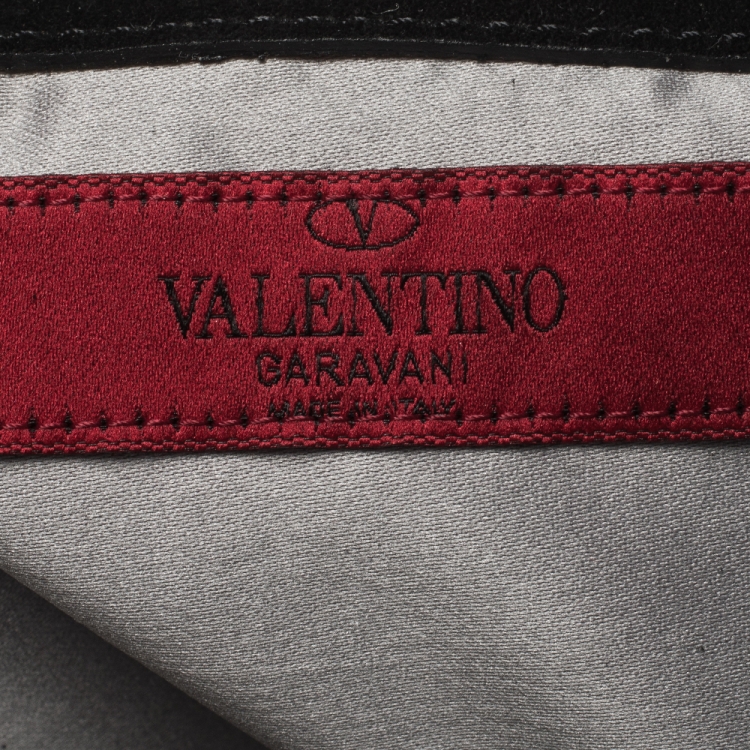 Pre Owned Valentino Black Suede Embellished Bow Hobo