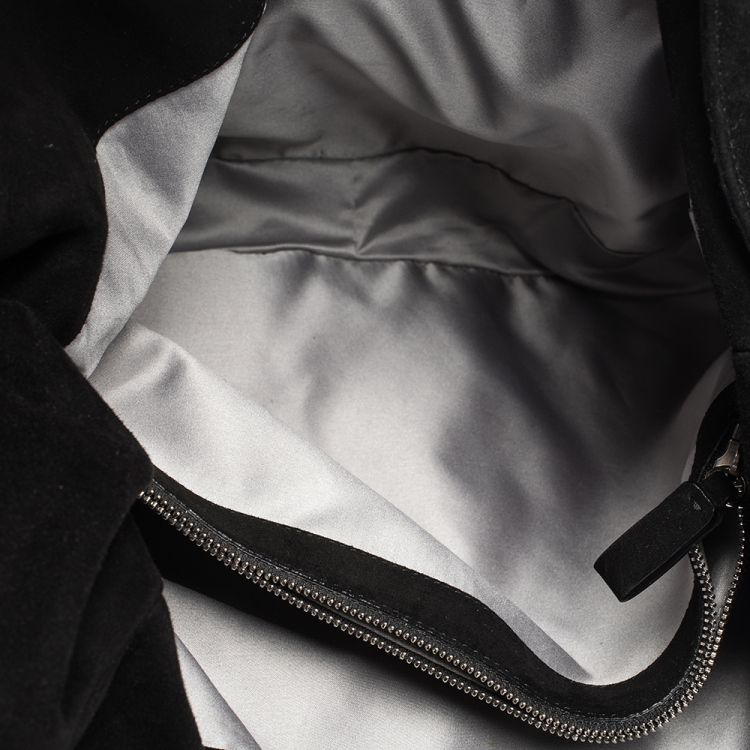 Pre Owned Valentino Black Suede Embellished Bow Hobo