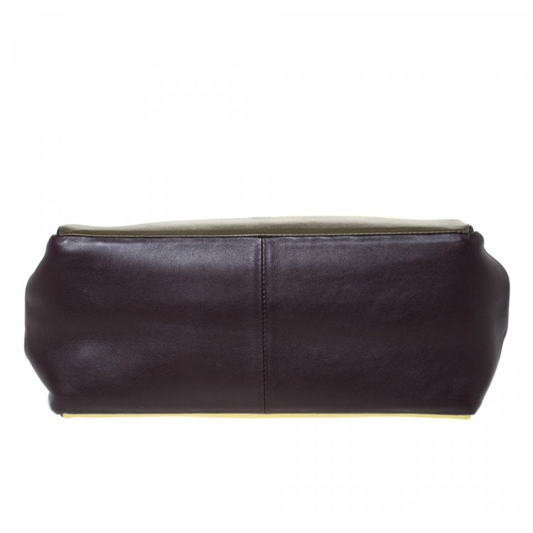 Pre Owned Valentino Multicolor Leather  Colourblock Top Handle Bag