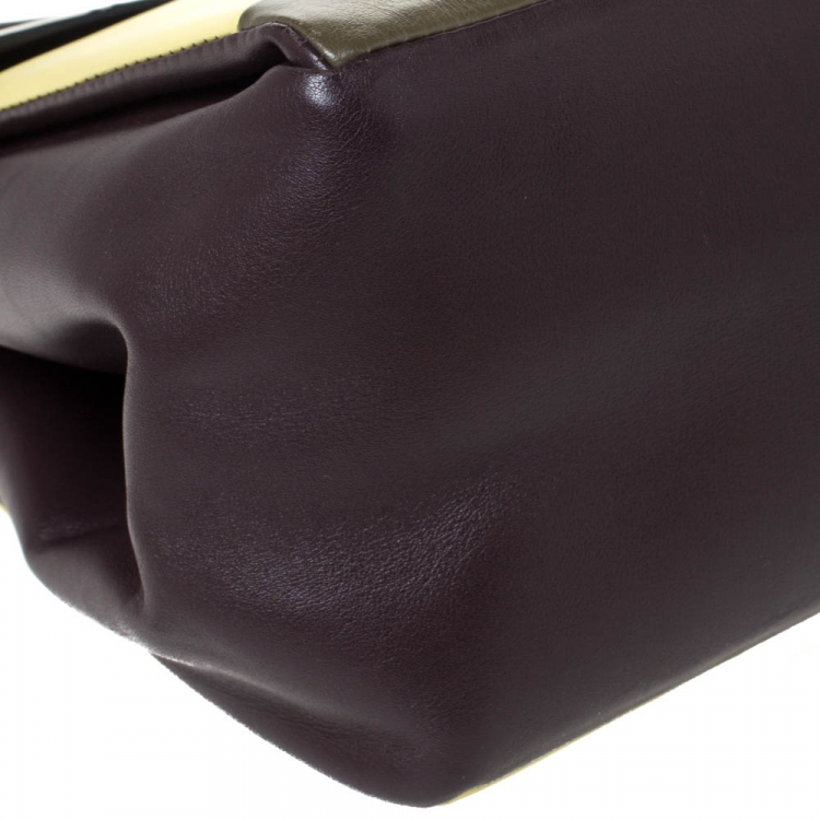 Pre Owned Valentino Multicolor Leather  Colourblock Top Handle Bag