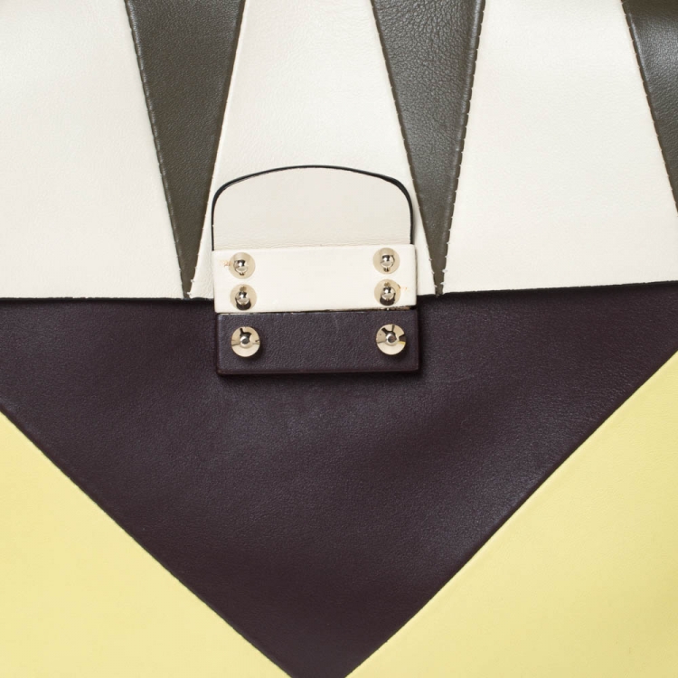 Pre Owned Valentino Multicolor Leather  Colourblock Top Handle Bag