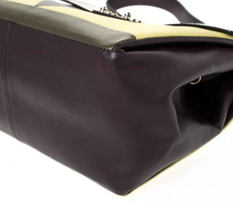 Pre Owned Valentino Multicolor Leather  Colourblock Top Handle Bag