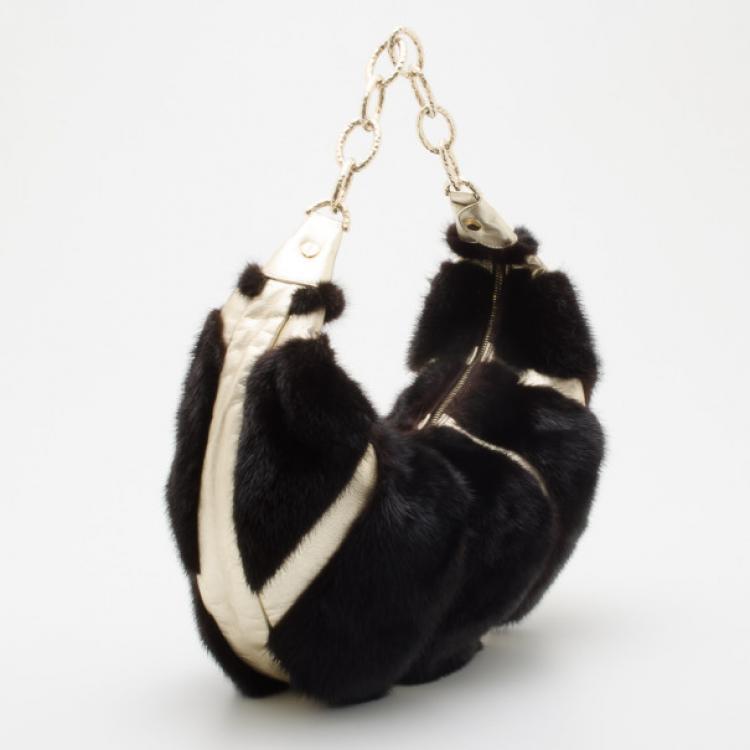 Pre Owned Valentino Black Fur Hobo