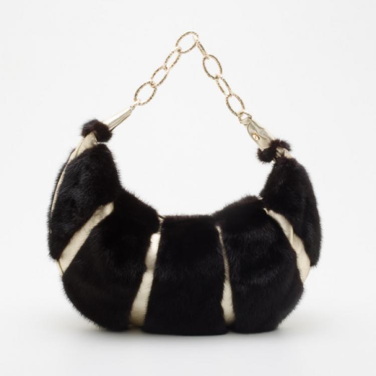 Pre Owned Valentino Black Fur Hobo