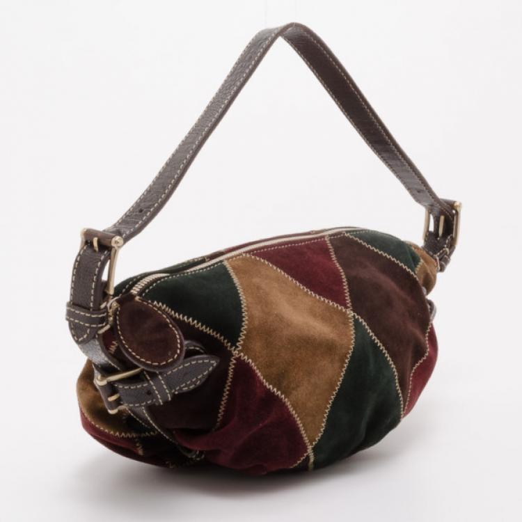 Pre Owned Valentino Suede Harlequin Patchwork Hobo