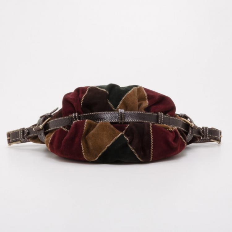 Pre Owned Valentino Suede Harlequin Patchwork Hobo