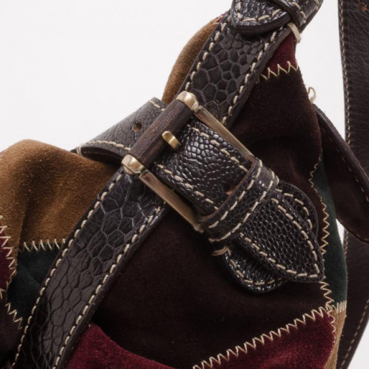 Pre Owned Valentino Suede Harlequin Patchwork Hobo