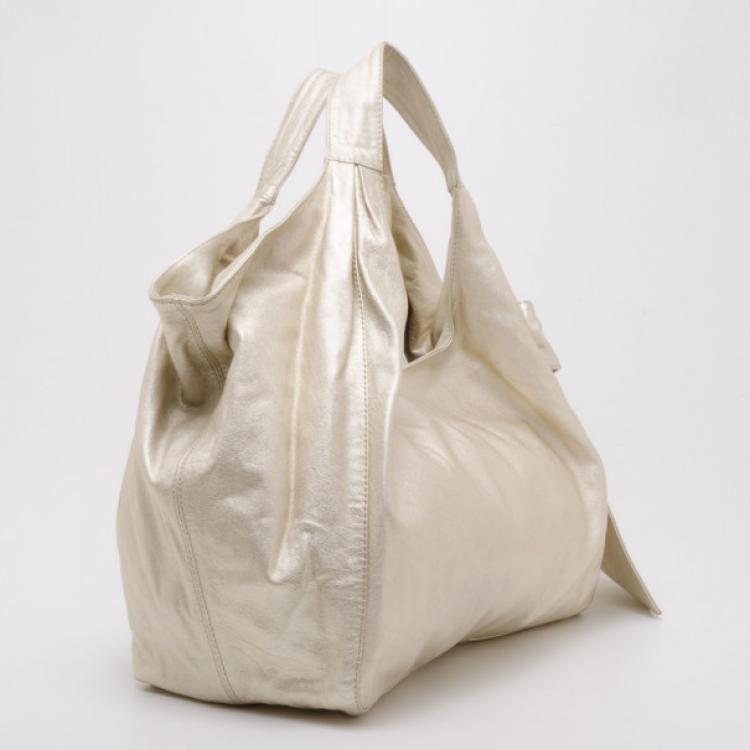 Pre Owned Valentino Nuage Bow Pale Gold Hobo