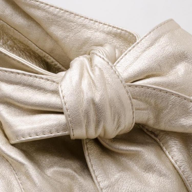 Pre Owned Valentino Nuage Bow Pale Gold Hobo