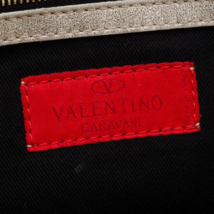 Pre Owned Valentino Nuage Bow Pale Gold Hobo