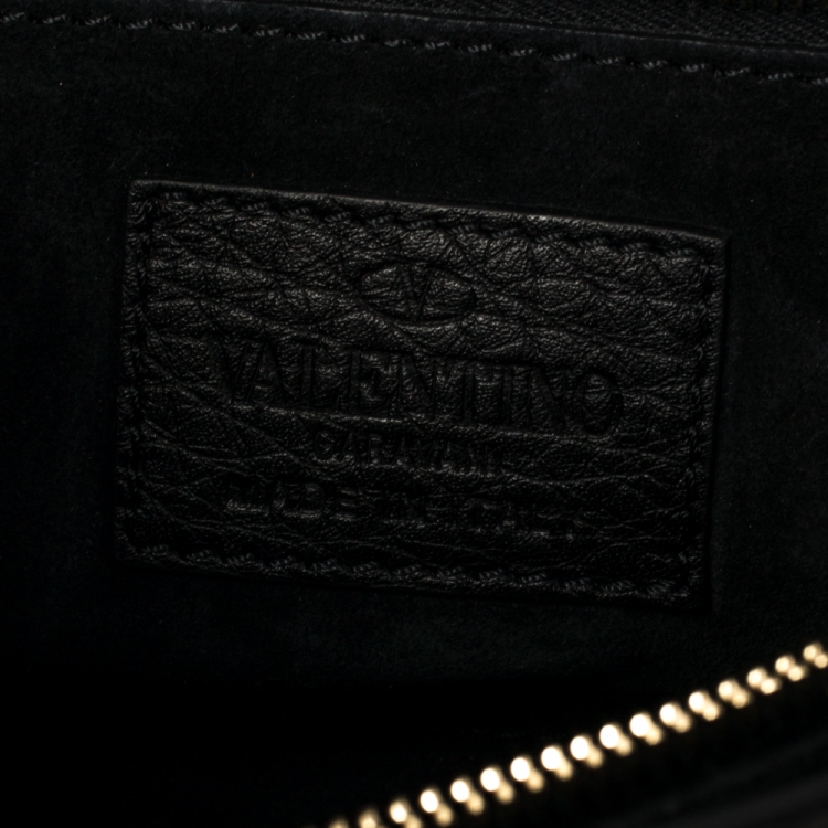 Pre Owned Valentino Black Leather Rockstud Top Handle Bag