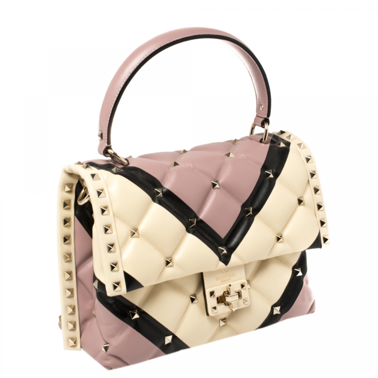 مملوكة مسبقًا Valentino Multicolor Quilted Leather Medium Candystud Top Handle Bag