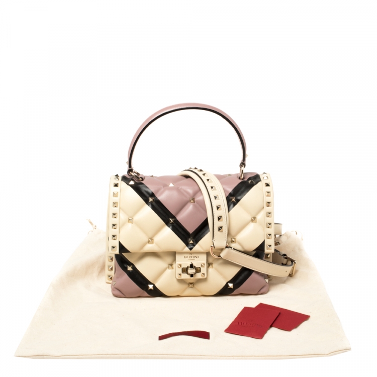 مملوكة مسبقًا Valentino Multicolor Quilted Leather Medium Candystud Top Handle Bag