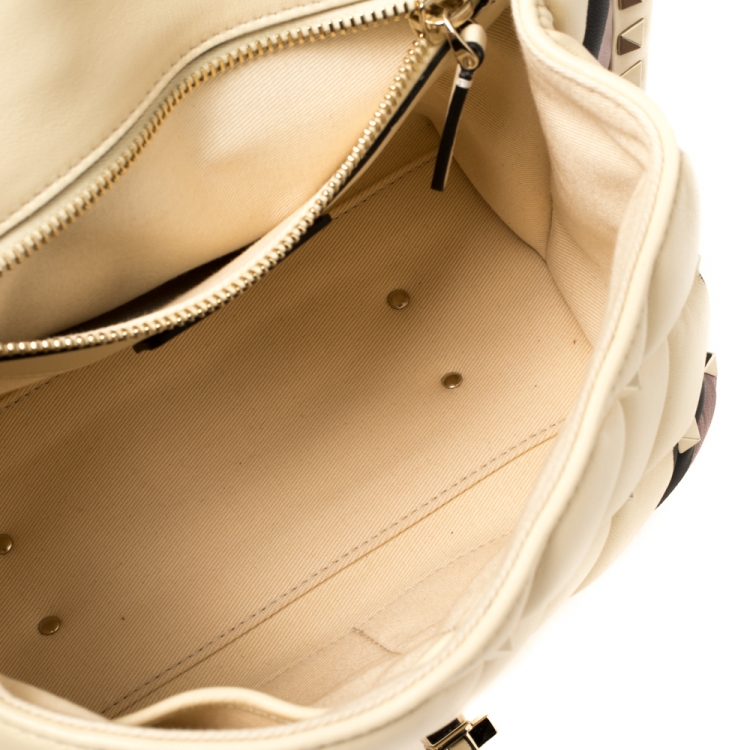 مملوكة مسبقًا Valentino Multicolor Quilted Leather Medium Candystud Top Handle Bag