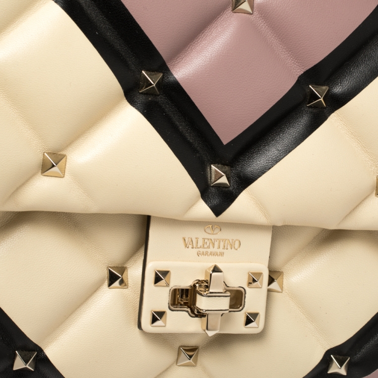 مملوكة مسبقًا Valentino Multicolor Quilted Leather Medium Candystud Top Handle Bag