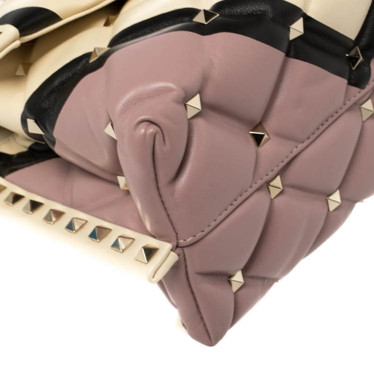 مملوكة مسبقًا Valentino Multicolor Quilted Leather Medium Candystud Top Handle Bag