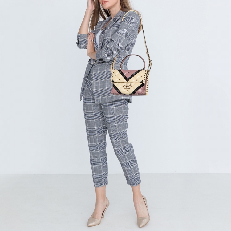 مملوكة مسبقًا Valentino Multicolor Quilted Leather Medium Candystud Top Handle Bag