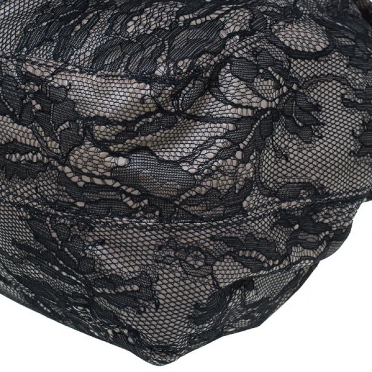 Pre Owned Valentino Black Day Lace Large Nuage Bow Hobo