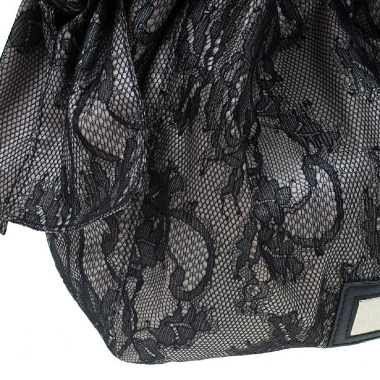 Pre Owned Valentino Black Day Lace Large Nuage Bow Hobo