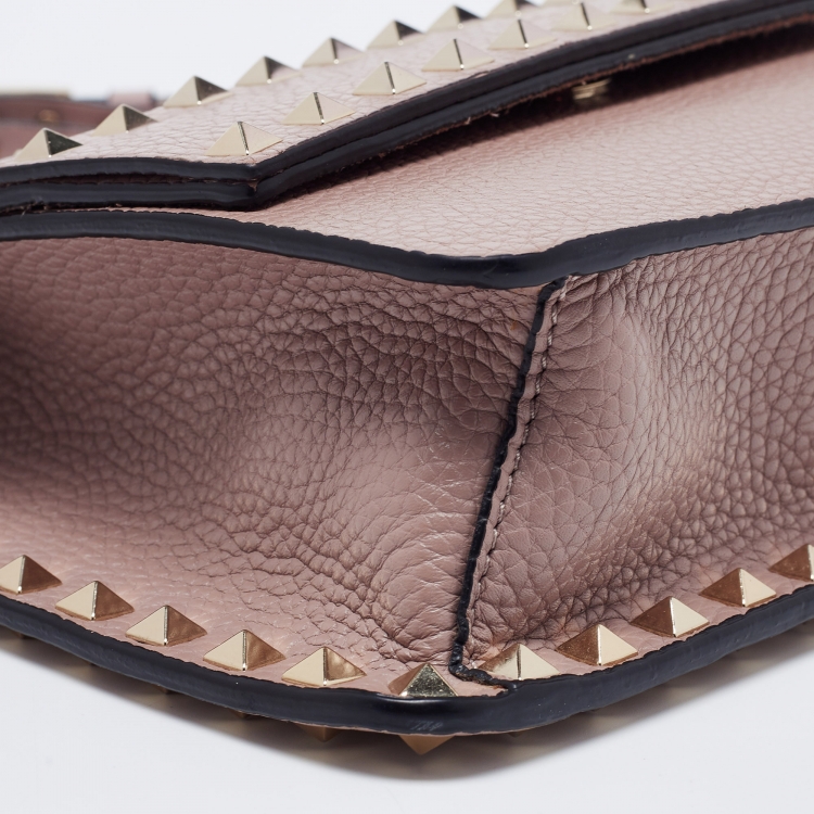 Pre Owned Valentino Beige Leather Small Rockstud Crossbody Bag