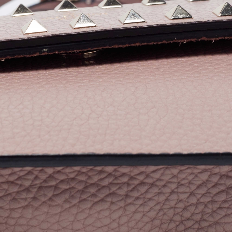 Pre Owned Valentino Beige Leather Small Rockstud Crossbody Bag
