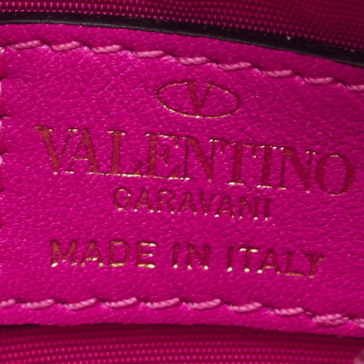 Pre Owned Valentino Hot Pink Leather Rockstud Bifold Card Holder