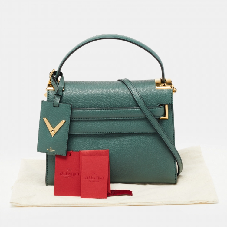 مملوكة مسبقًا Valentino Green Leather My Rockstud Top Handle Bag