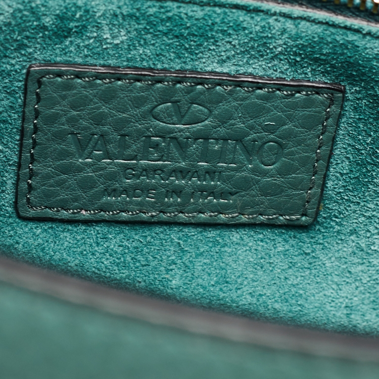 مملوكة مسبقًا Valentino Green Leather My Rockstud Top Handle Bag