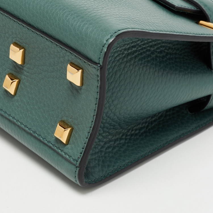 مملوكة مسبقًا Valentino Green Leather My Rockstud Top Handle Bag