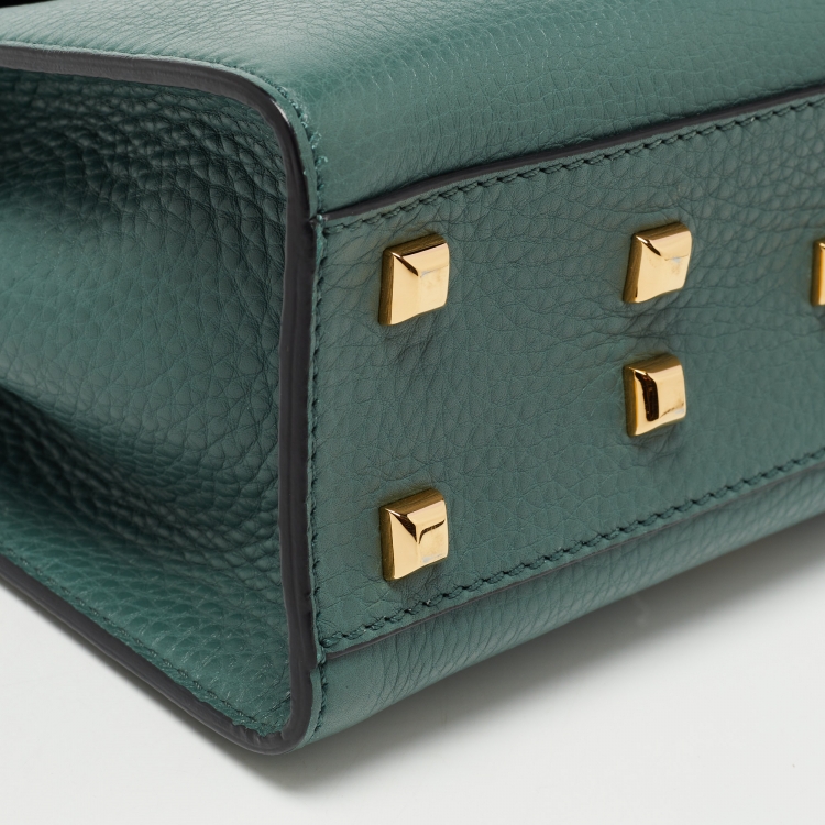 مملوكة مسبقًا Valentino Green Leather My Rockstud Top Handle Bag