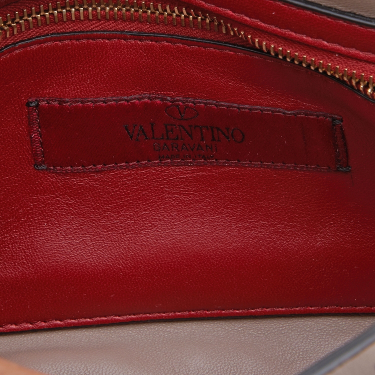 Pre Owned Valentino Pale Pink Leather Rockstud Spike Top Handle Bag