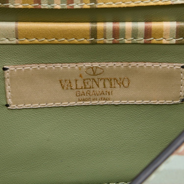 Pre Owned Valentino Multicolor Printed Leather Vitello Native Couture 1975 Rockstud Shoulder Bag