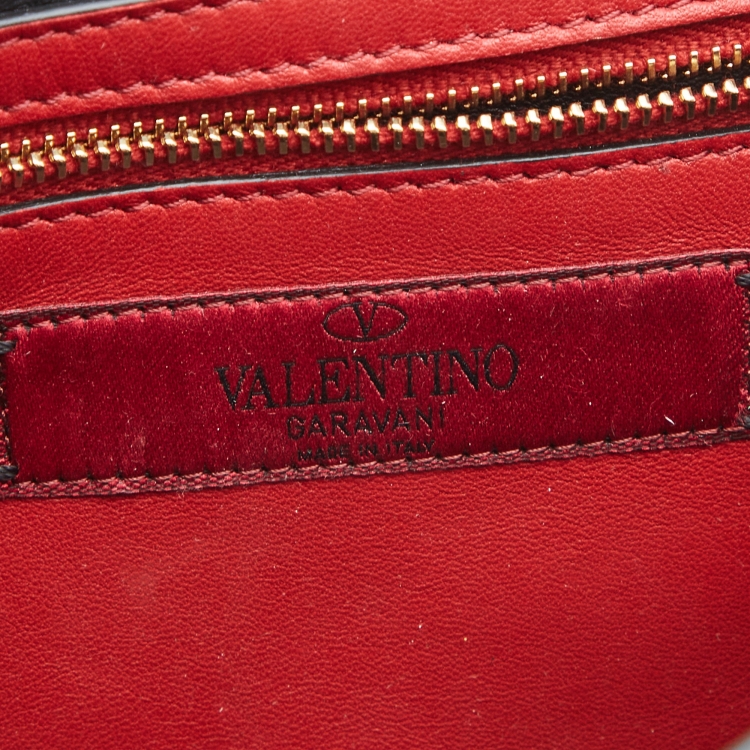 Pre Owned Valentino Black Quilted Leather Rockstud Spike Chain Clutch 