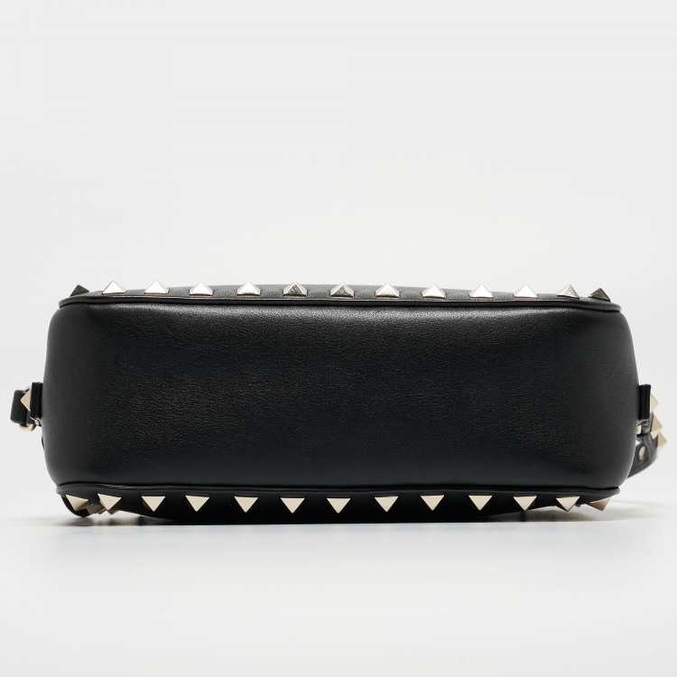 Pre Owned Valentino Black Leather Rockstud Camera Crossbody Bag