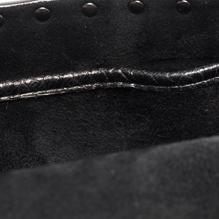 Pre Owned Valentino Black Quilted Leather Rockstud Spike Top Handle Bag