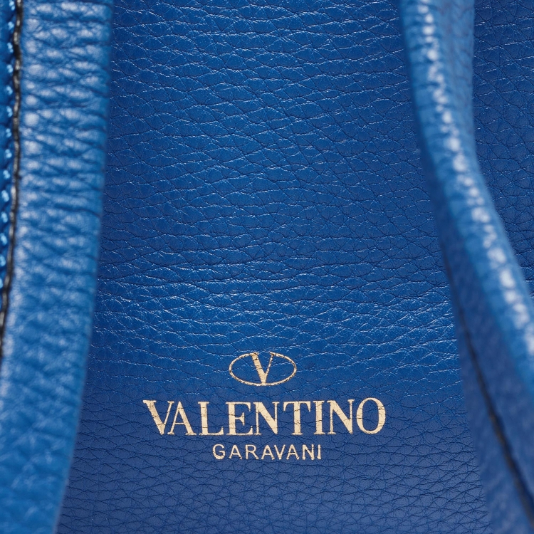 Pre Owned Valentino Blue Leather Rockstud Front Pocket Backpack