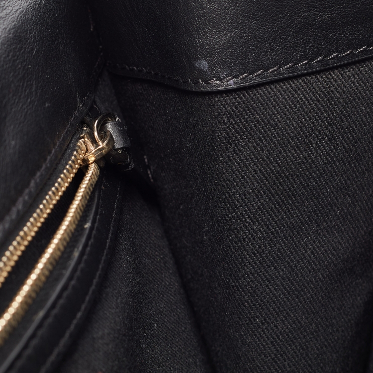 Pre Owned Valentino Black Leather Medium Rockstud Glam Lock Flap Bag