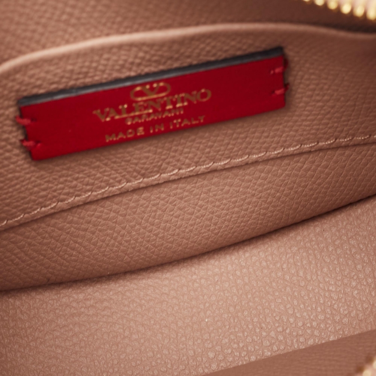 Pre Owned Valentino Beige Leather Mini Escape V Logo Hobo