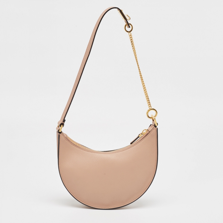 Pre Owned Valentino Beige Leather Mini Escape V Logo Hobo
