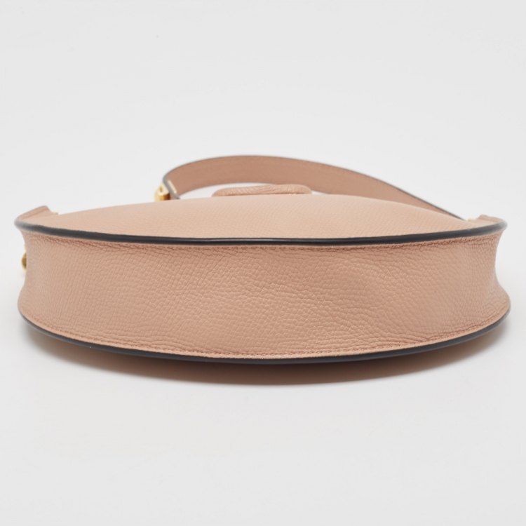 Pre Owned Valentino Beige Leather Mini Escape V Logo Hobo