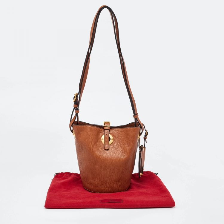 Pre Owned Valentino Tan Leather Eye On You Vitello Bucket Bag