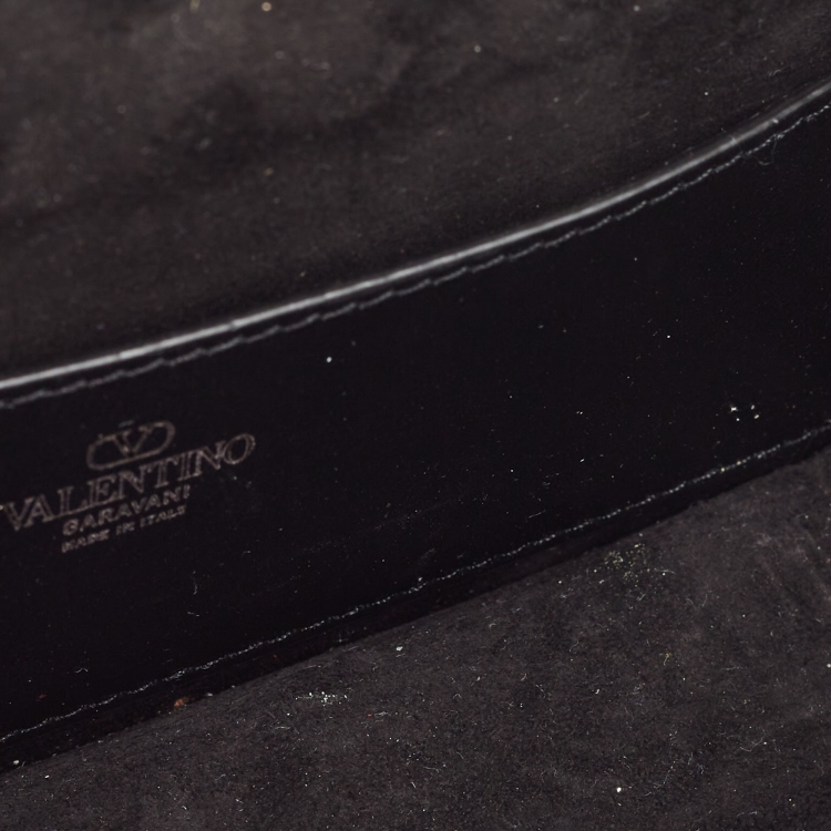 Pre Owned Valentino Black/Metallic Sequence and Leather Small Locò Toile Iconographe Bag