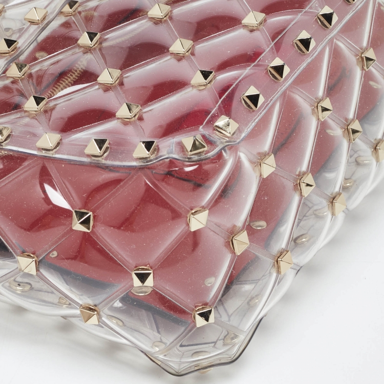 Pre Owned Valentino Transparent PVC Rockstud Spike Top Handle Bag