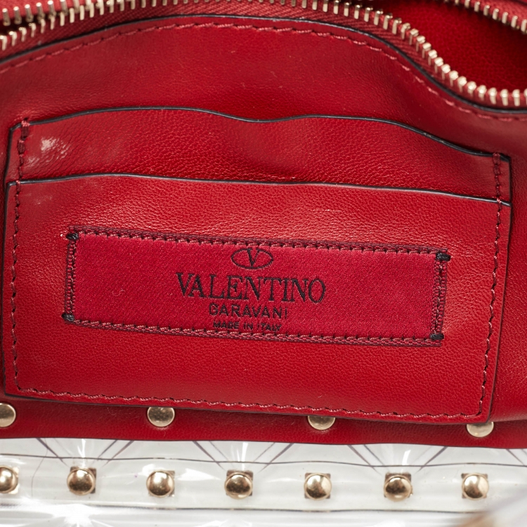 Pre Owned Valentino Transparent PVC Rockstud Spike Top Handle Bag